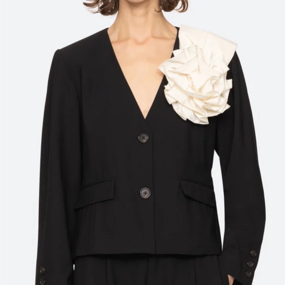 Sea New York Black Blazer with Cream Floral - Laurie Jacket